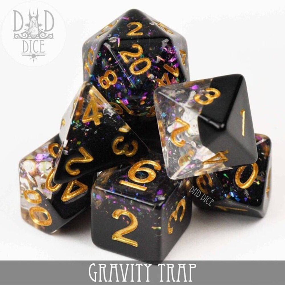DND Dice Set‎ - Gravity Trap - 7 Resin Dice - Fantasy RPG Tabletop Gaming